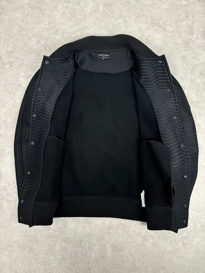 A2013 Emporio Armani Black Patterned Bomber Jacket - Image 7