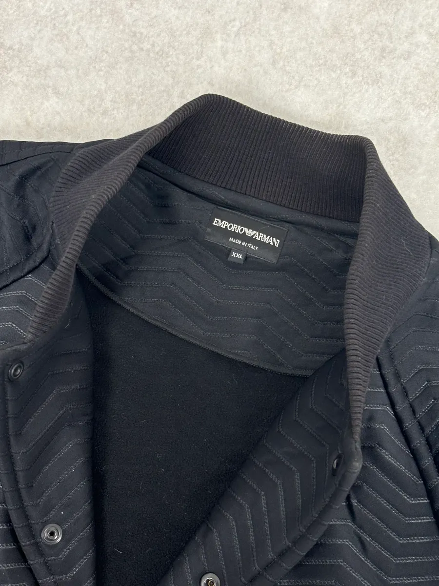 A2013 Emporio Armani Black Patterned Bomber Jacket - Image 8