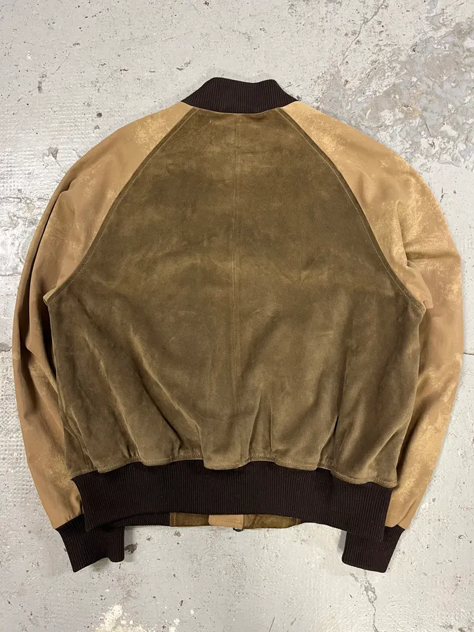 Acne Studios Beige Suede Bomber Leather Jacket - Image 7