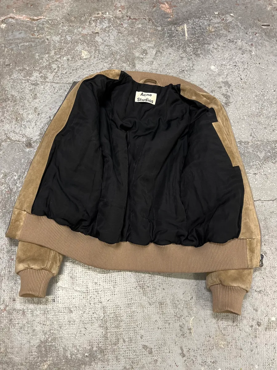 Acne Studios Beige Suede Leather Bomber Jacket - Image 10
