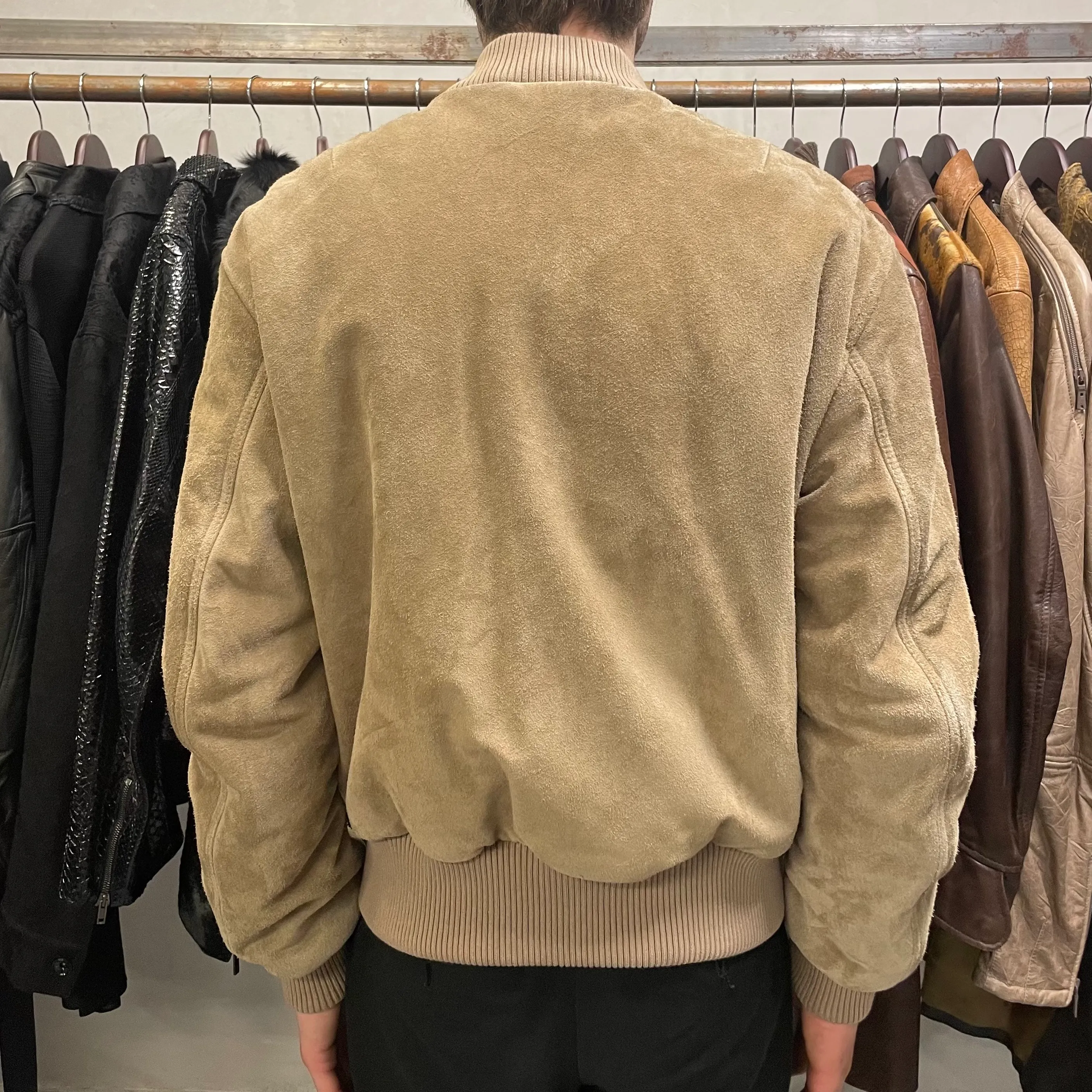 Acne Studios Beige Suede Leather Bomber Jacket - Image 3