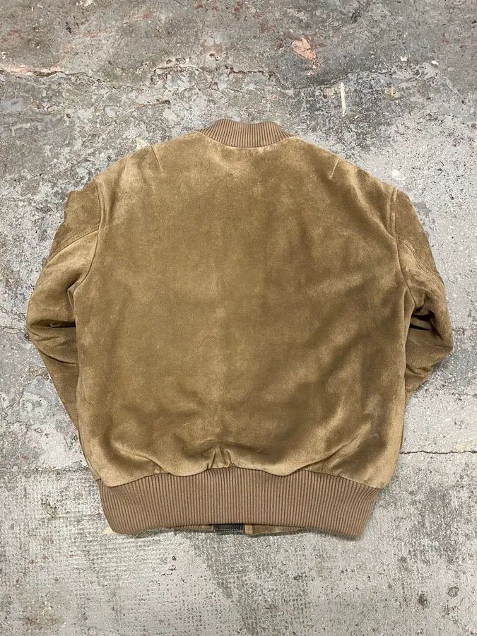 Acne Studios Beige Suede Leather Bomber Jacket - Image 8
