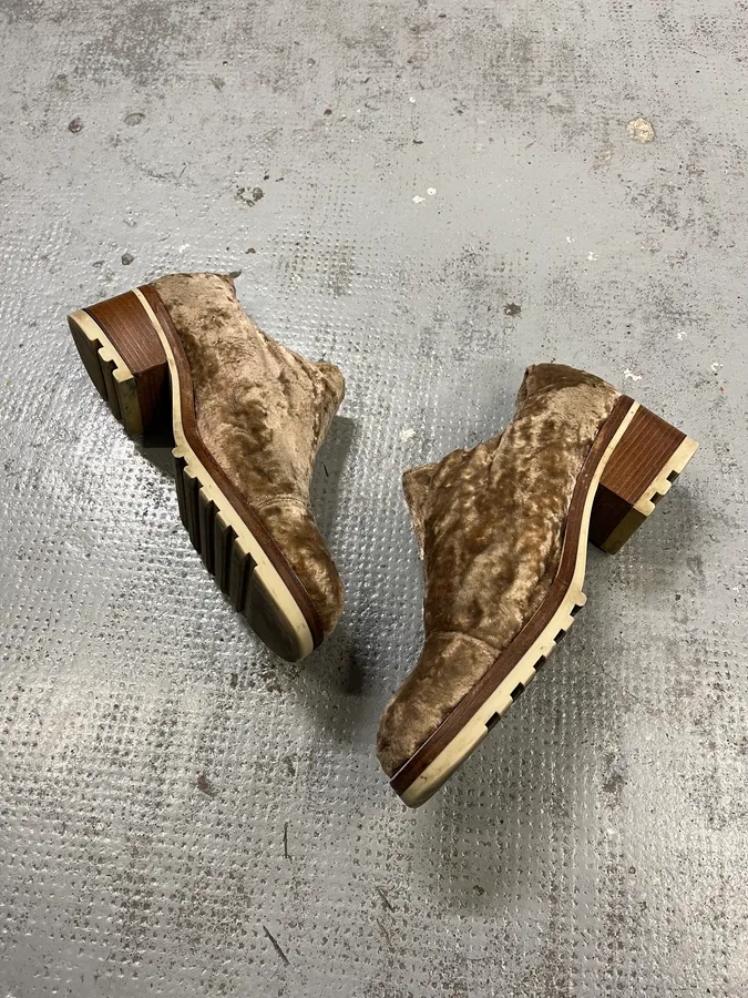Acne Studios Beige Velvet Shoes - Image 2