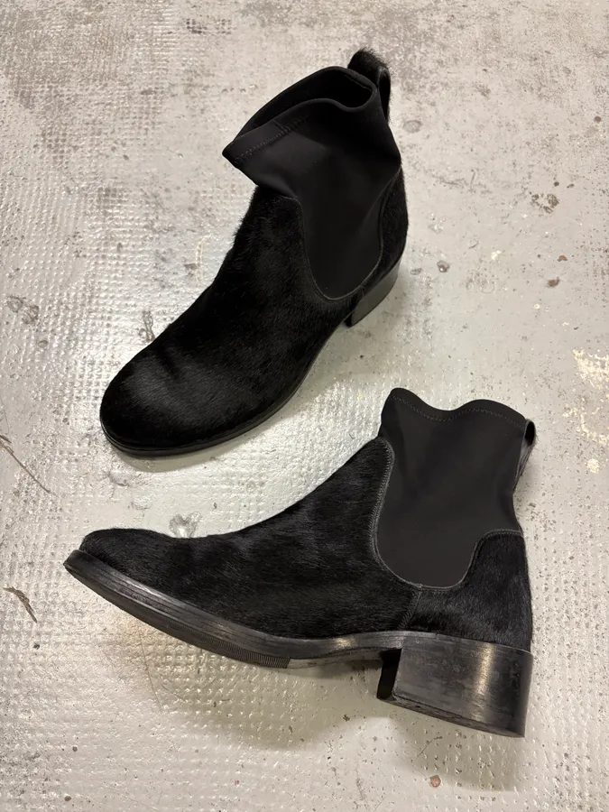 Acne Studios Black Calf Hair Leather Chelsea Boots - Image 4