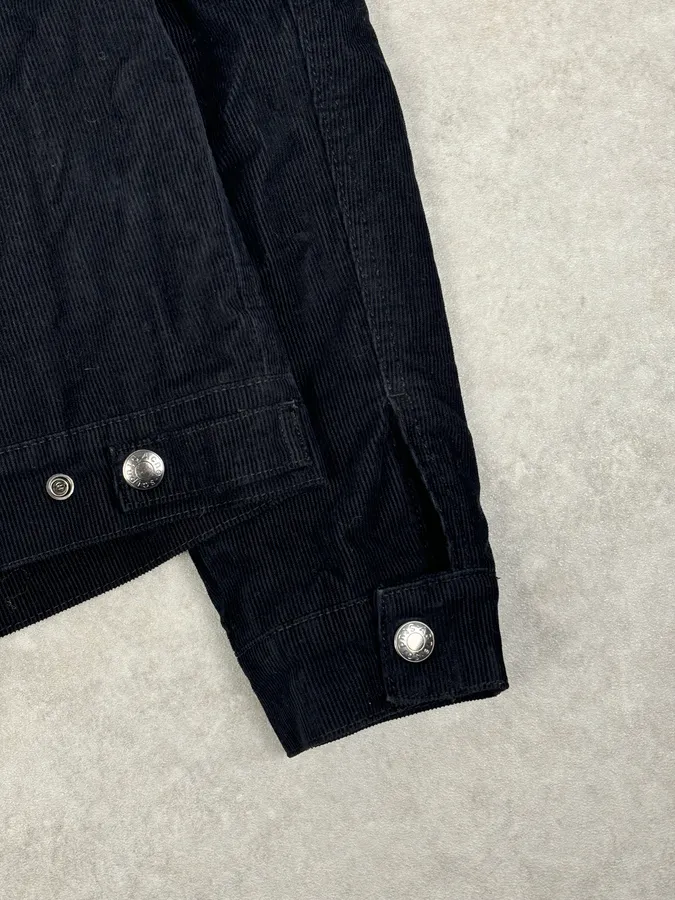 Acne Studios Black Corduroy Fur Collar Trucker Jacket - Image 11
