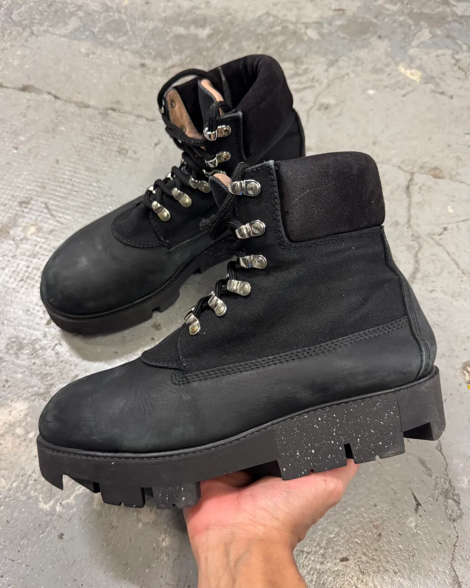 Acne Studios Black Leather Mountain Hiking Boots - Image 2
