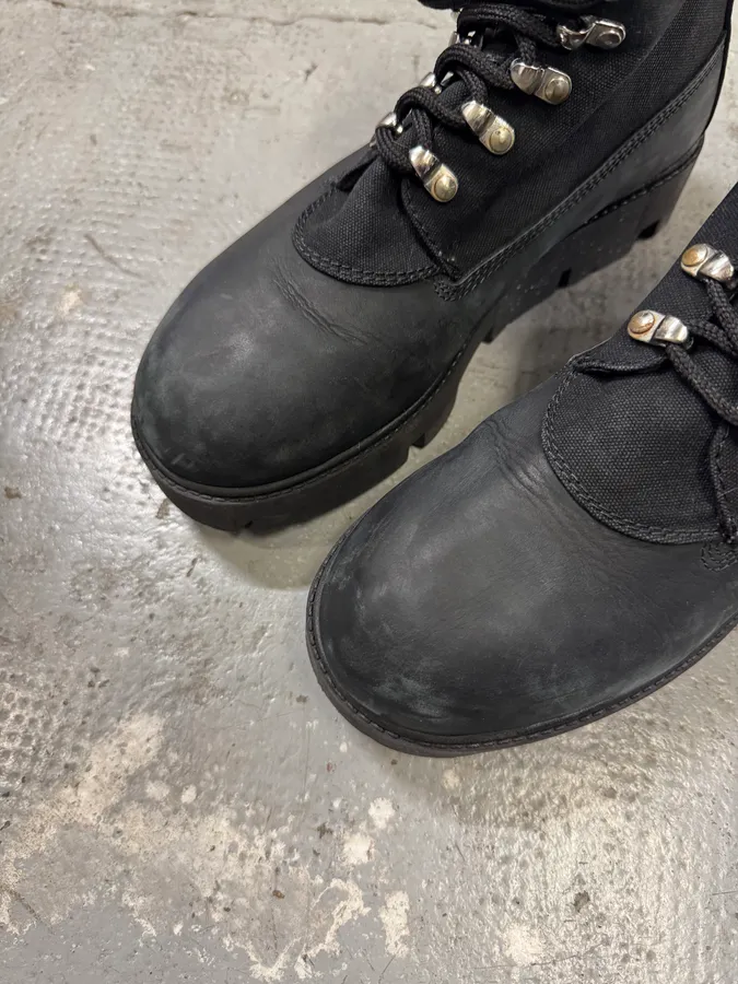 Acne Studios Black Leather Mountain Hiking Boots - Image 3
