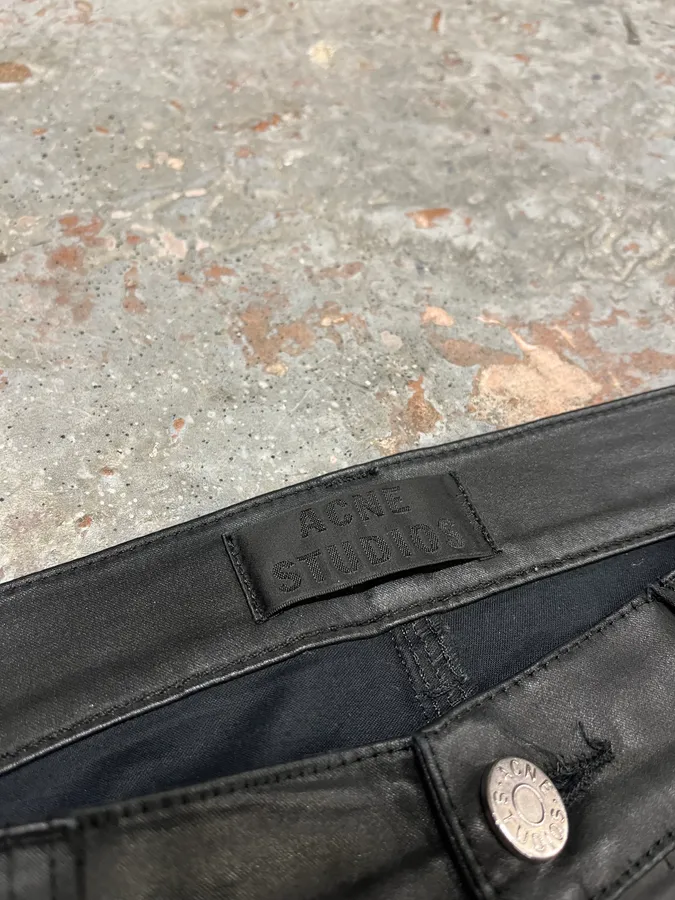 Acne Studios Black Waxed Effect Pleather Jeans - Image 10