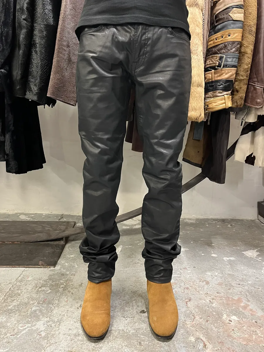 Acne Studios Black Waxed Effect Pleather Jeans - Image 2