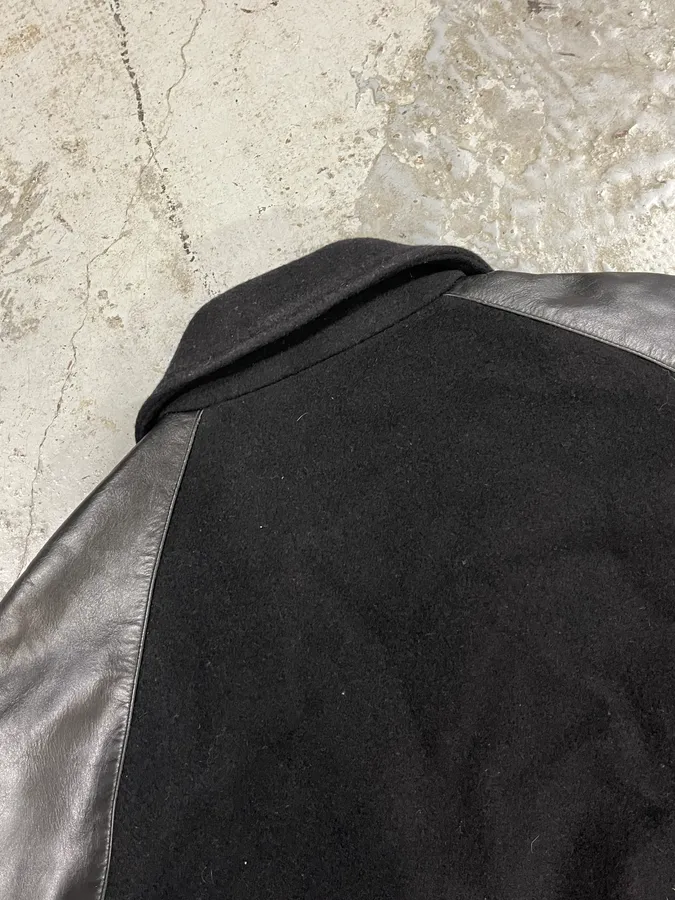 Acne Studios Black Wool & Leather Biker Jacket - Image 7