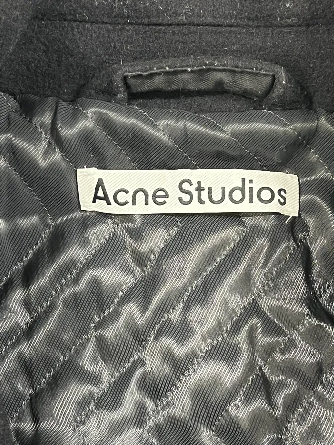 Acne Studios Black Wool & Leather Biker Jacket - Image 9