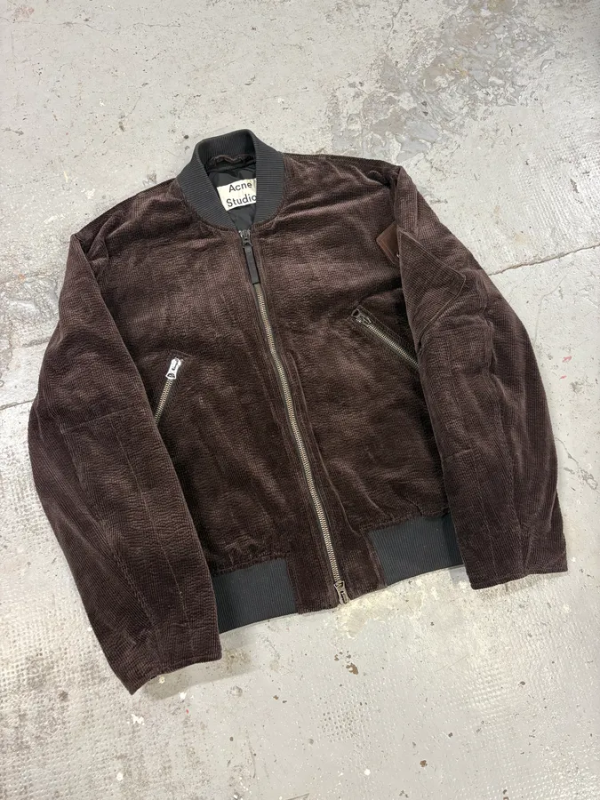 Acne Studios Brown Bomber Velvet Jacket - Image 4