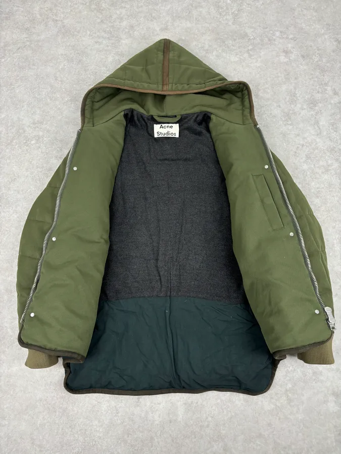 Acne Studios Green Nylon Quilted Puffer Jacket - Image 7
