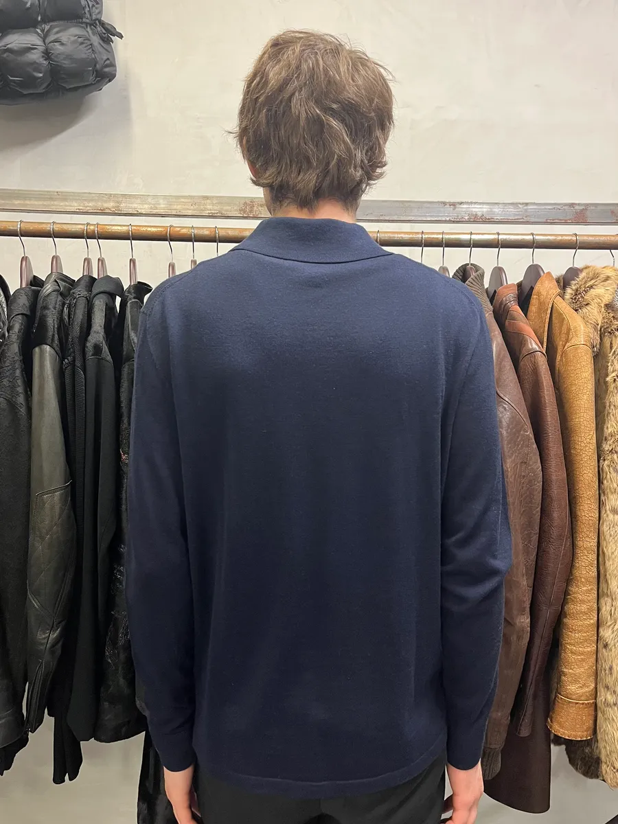Acne Studios Navy Wool Polo Sweater - Image 3