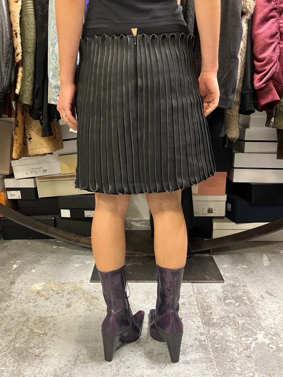 Acne Studios Punk Multi Zips Wavy Relief Black Skirt - Image 2