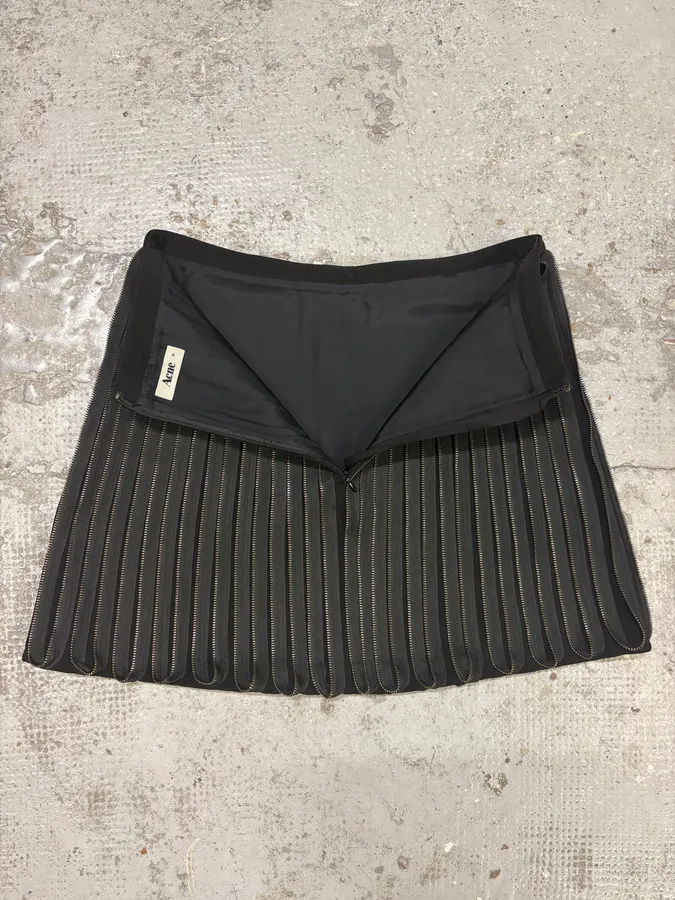 Acne Studios Punk Multi Zips Wavy Relief Black Skirt - Image 8