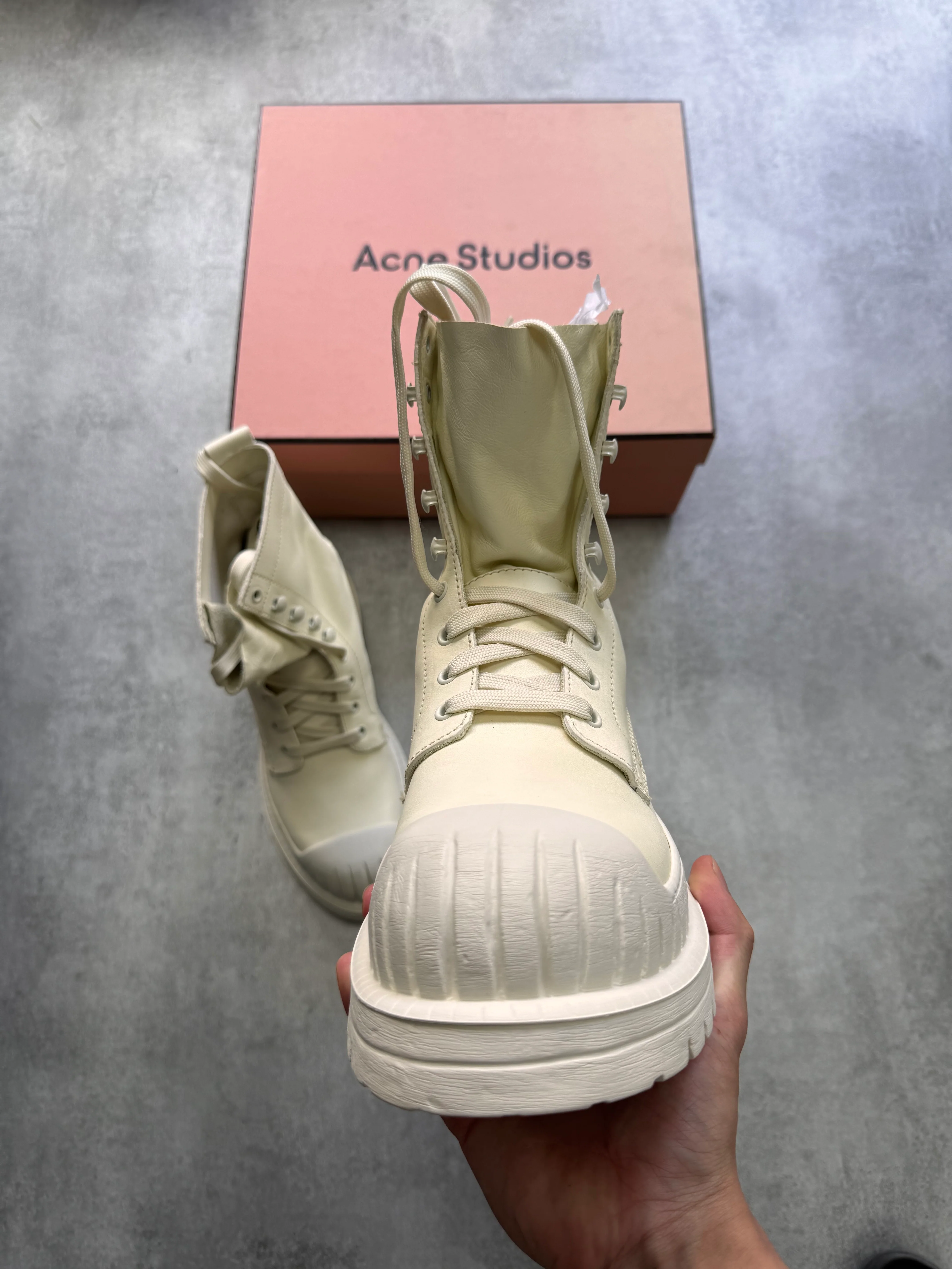 Acne Studios Trooper Cream Ankle Boots - Image 7
