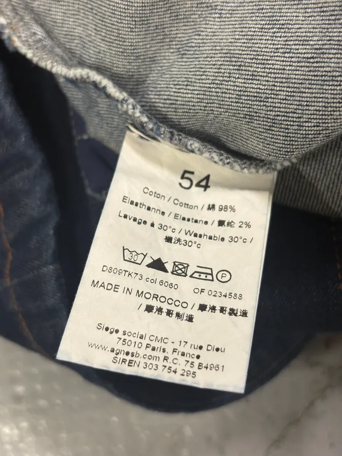 Agnès b Navy Asymmetrical Buttoned Denim Jacket - Image 7