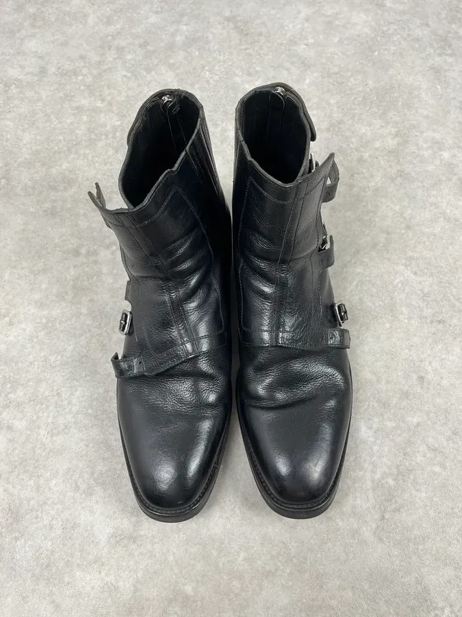 Alexander McQueen Black Leather Multi-Strap Boots - Image 2