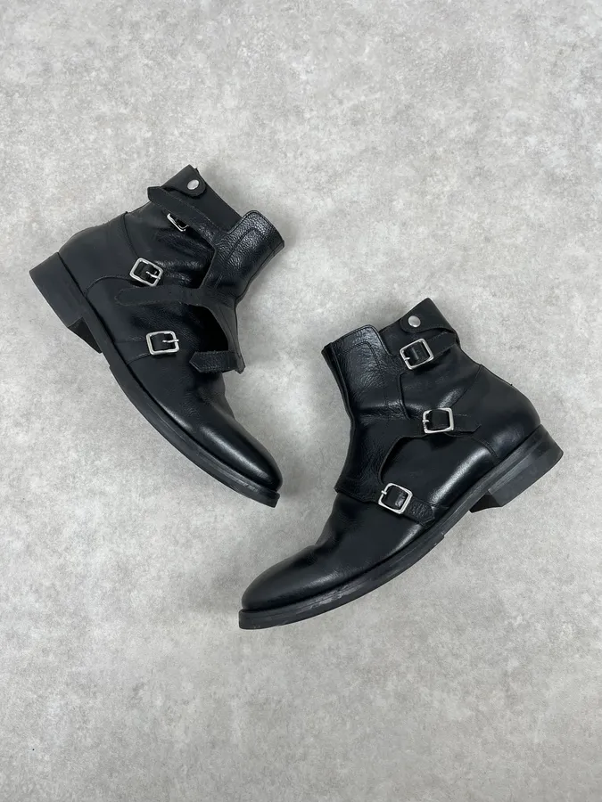 Alexander McQueen Black Leather Multi-Strap Boots - Image 3