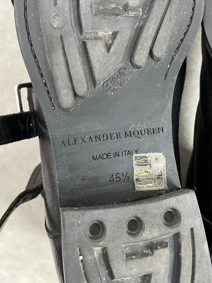 Alexander McQueen Black Leather Multi-Strap Boots - Image 9