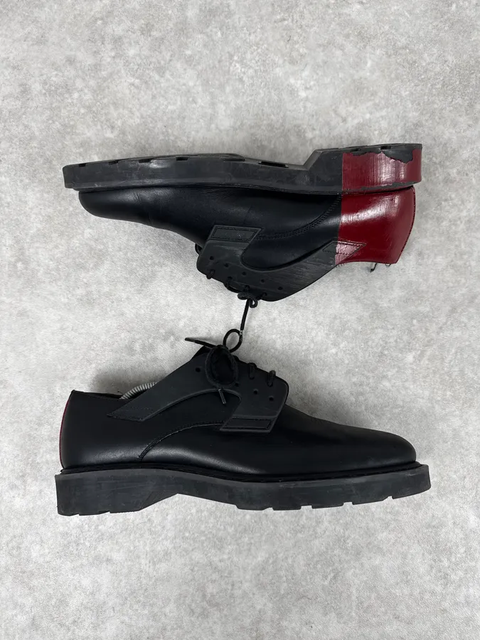 Alexander McQueen Black & Red Bloody Abstract Derby Leather Shoes - Image 2