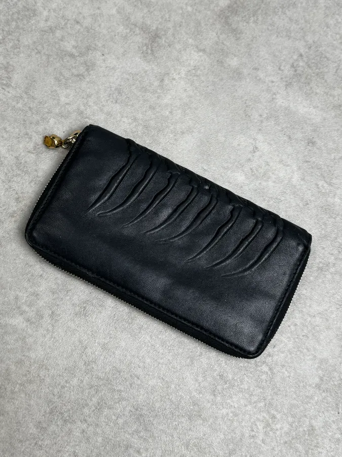 Alexander McQueen Black Spine & Skull Leather Wallet