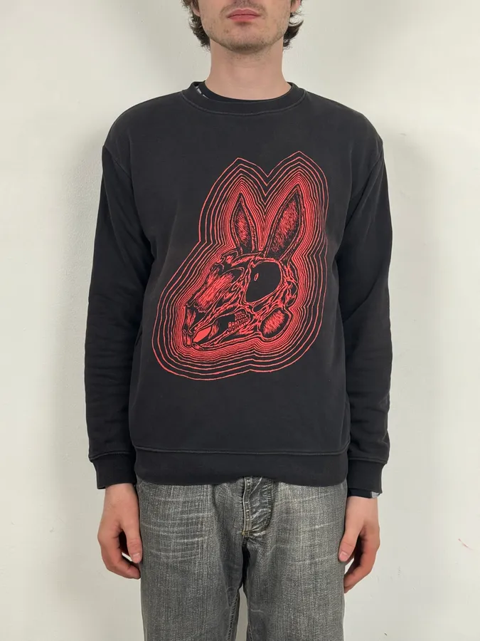 Alexander McQueen Nasty Rabbit Red & Black Crewneck Sweater - Image 3