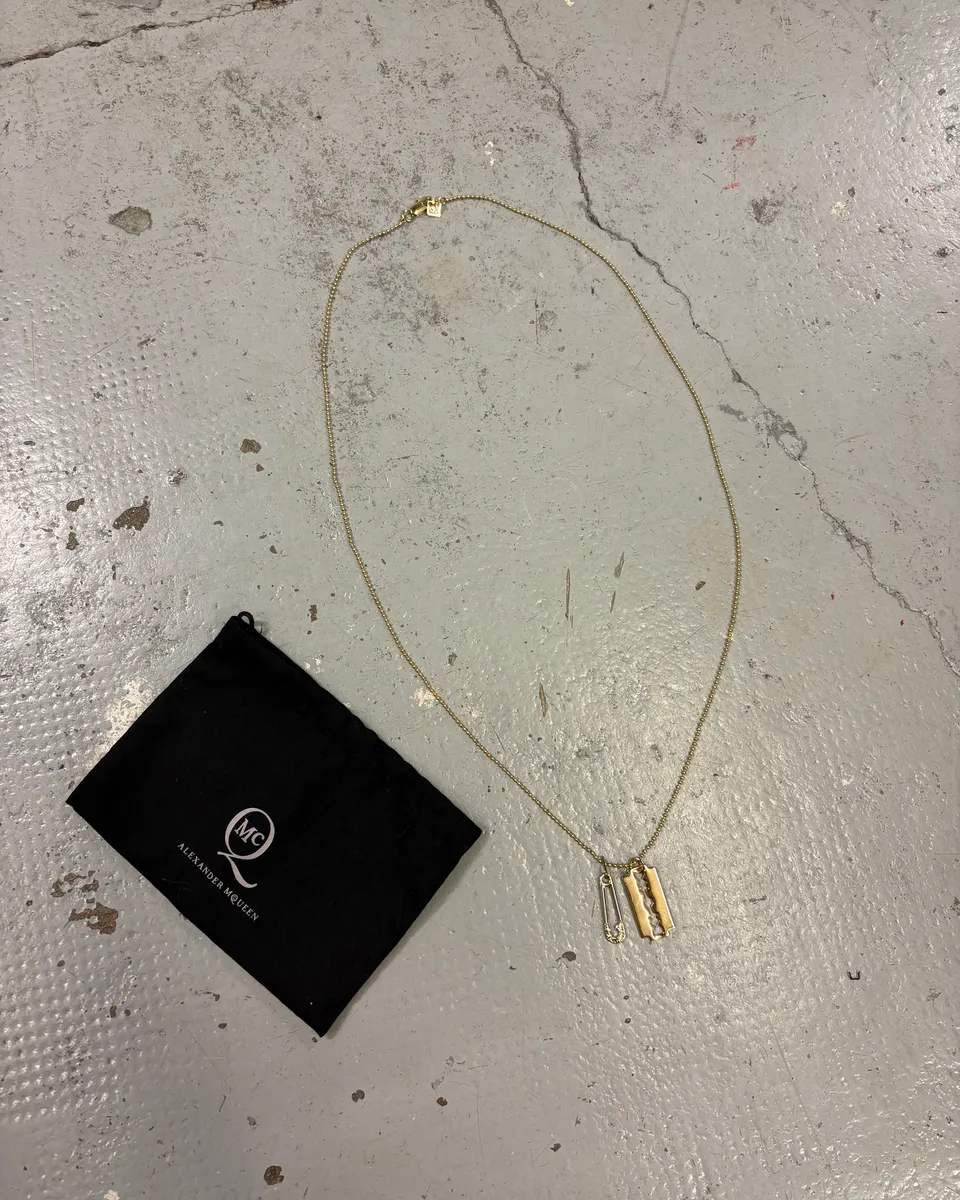 Alexander McQueen Razor Blade Pin Golden Necklace