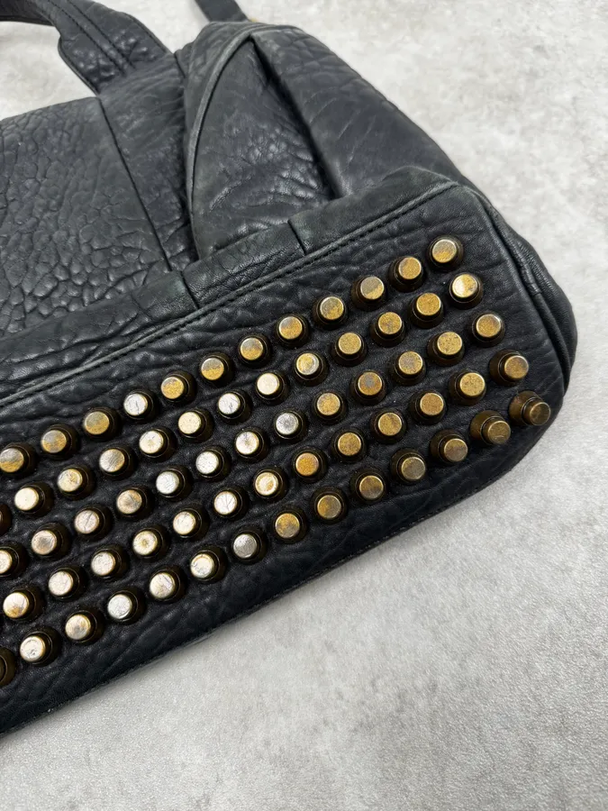 Alexander Wang Black & Gold Spikes Grained Leather SHOULDER Bag - Image 11