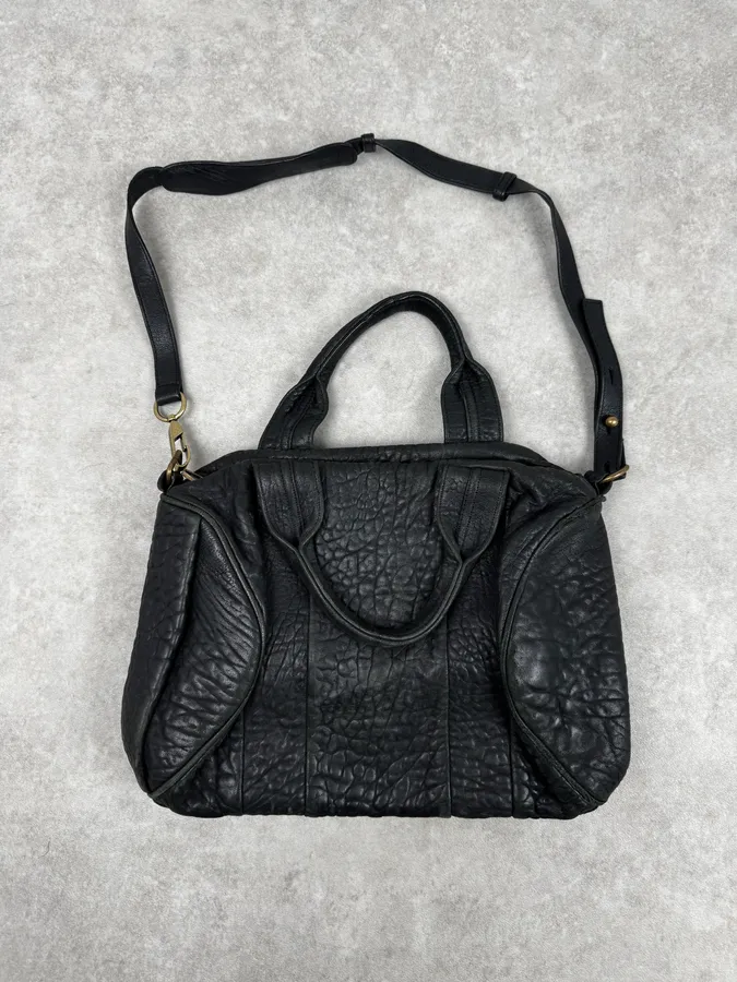 Alexander Wang Black & Gold Spikes Grained Leather SHOULDER Bag - Image 2