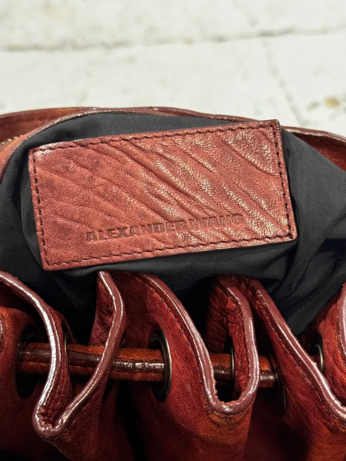 Alexander Wang Red Leather Studded Bucket Bag - Image 16