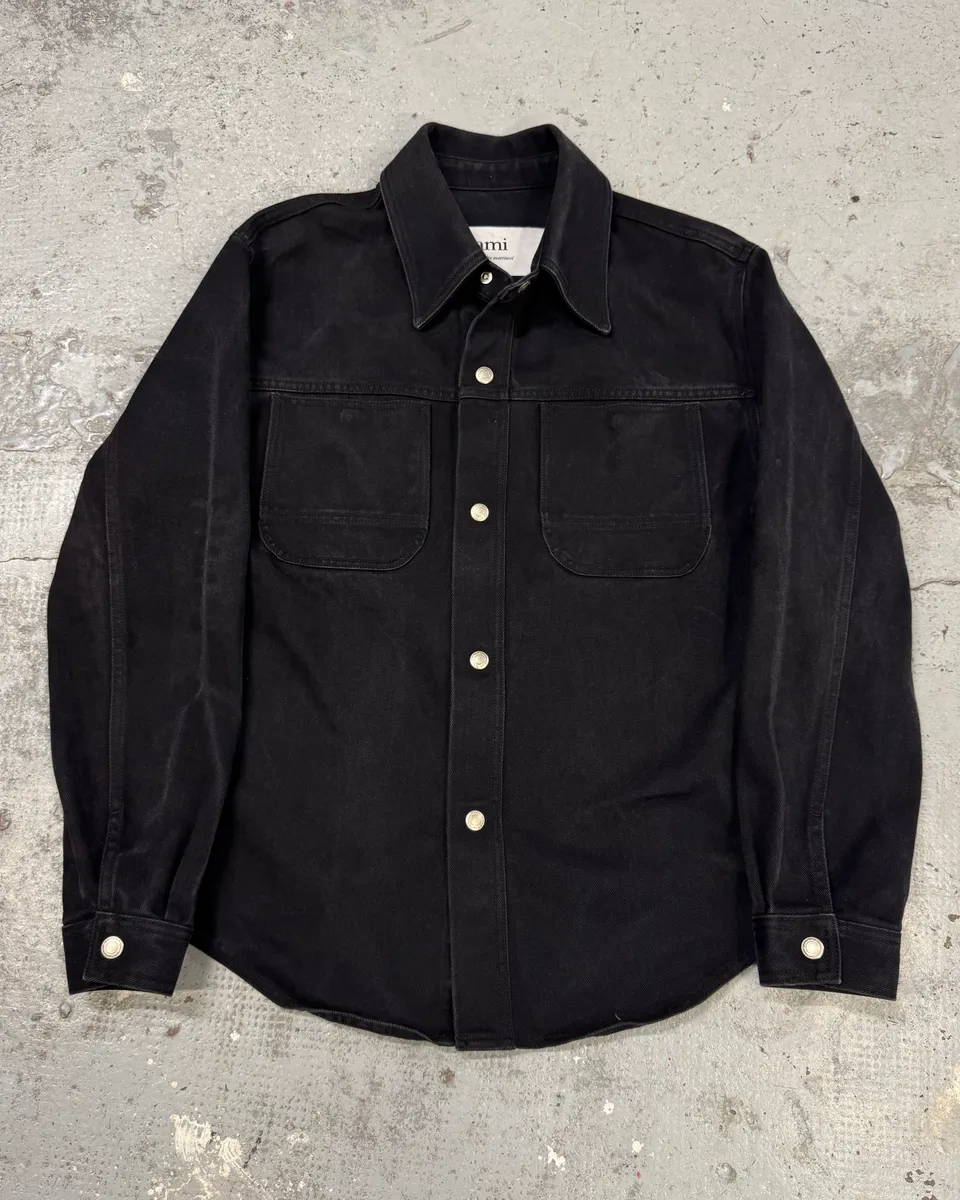 Ami Workwear Buttoned Black Cotton Jacket