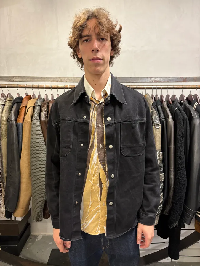 Ami Workwear Buttoned Black Cotton Jacket - Image 2