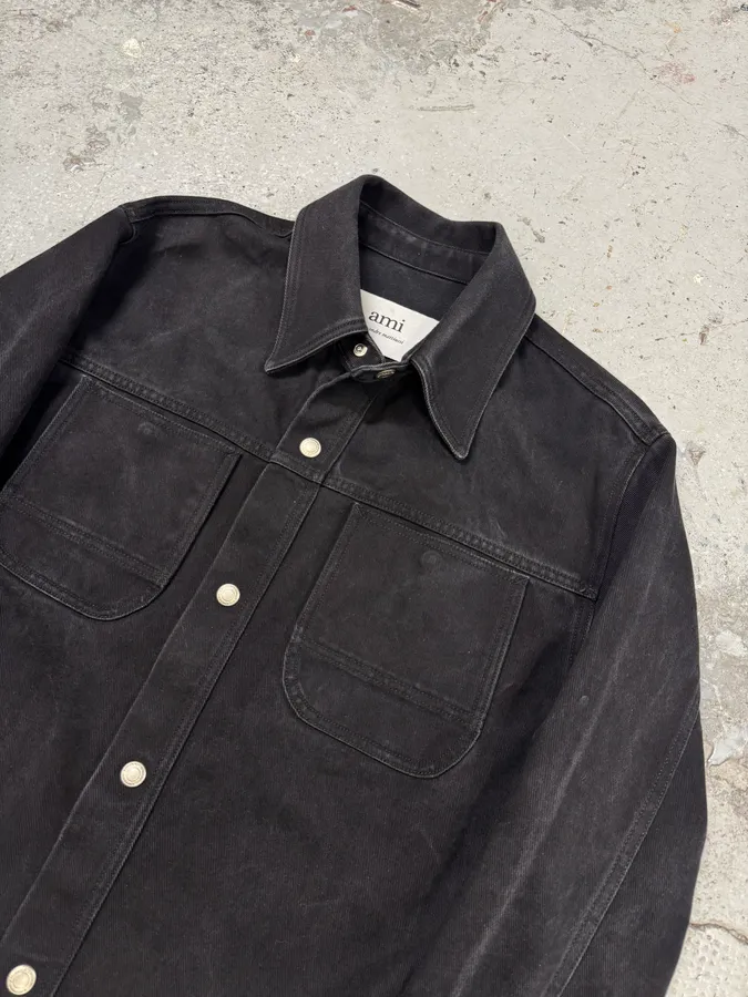 Ami Workwear Buttoned Black Cotton Jacket - Image 4