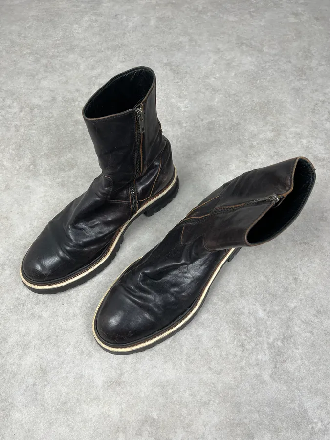 Ann Demeulemeester Black Leather Ankle Boots - Image 4