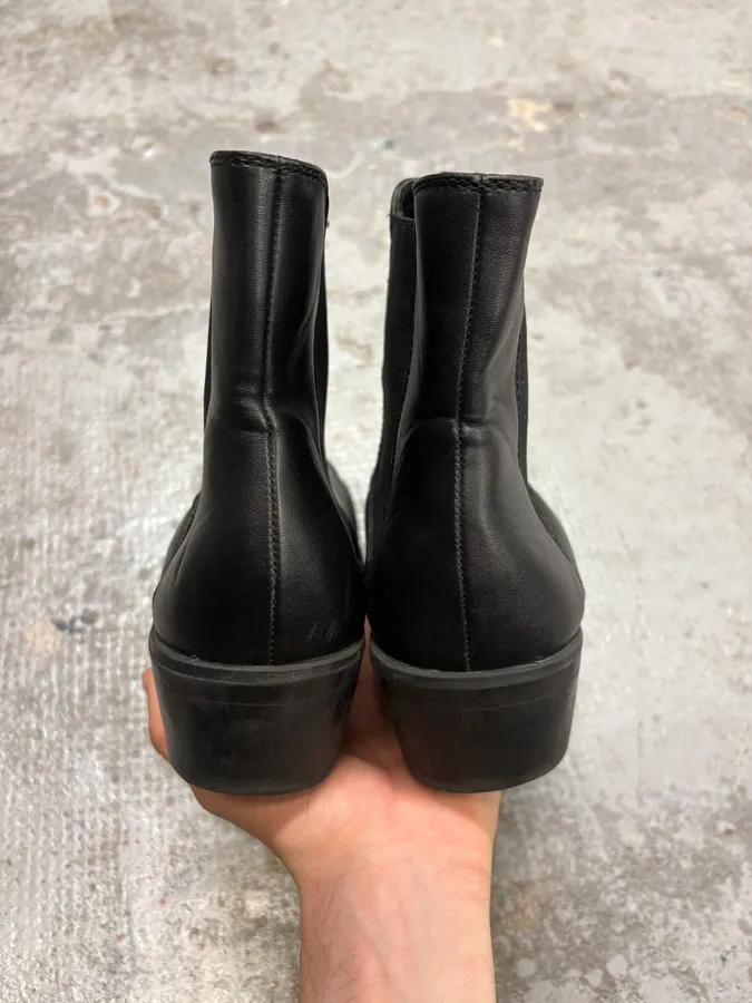 Ann Demeulemeester Black Leather Steel Toe Boots - Image 10