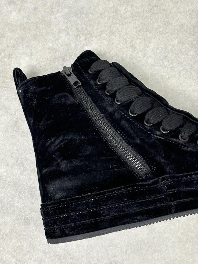 Ann Demeulemeester Black Velvet High-Top Sneakers - Image 15