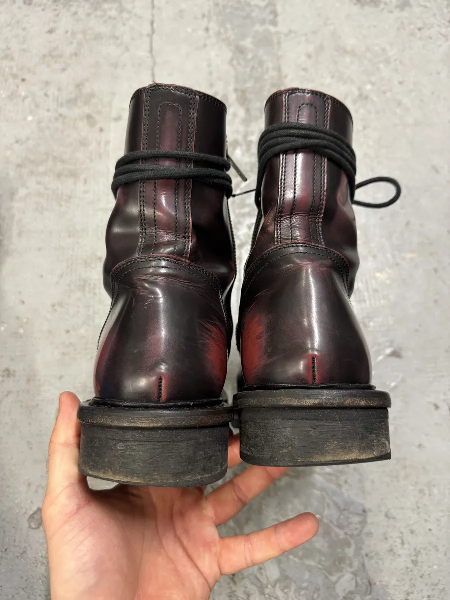 Ann Demeulemeester Purple & Black Dark Obscure Leather Boots - Image 6