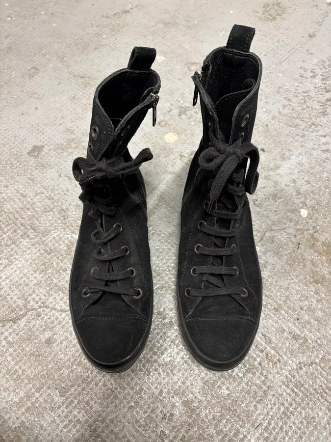 Ann Demeulmeester Black Combat High Boxing Suede Shoes - Image 3