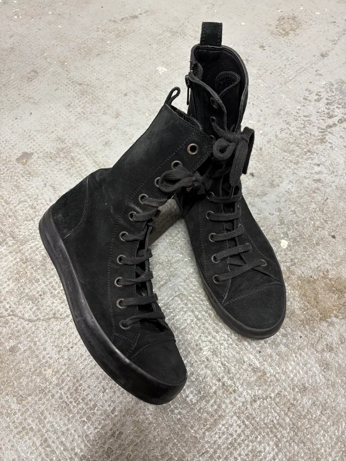 Ann Demeulmeester Black Combat High Boxing Suede Shoes - Image 5