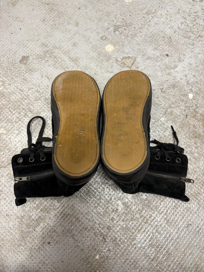 Ann Demeulmeester Black Combat High Boxing Suede Shoes - Image 8