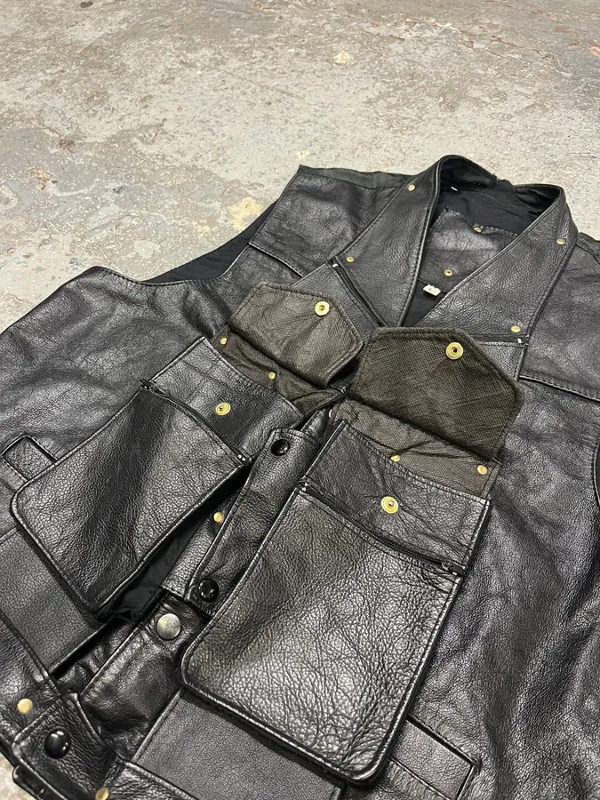 Archive Black Leather Avant-Garde Vest - Image 10
