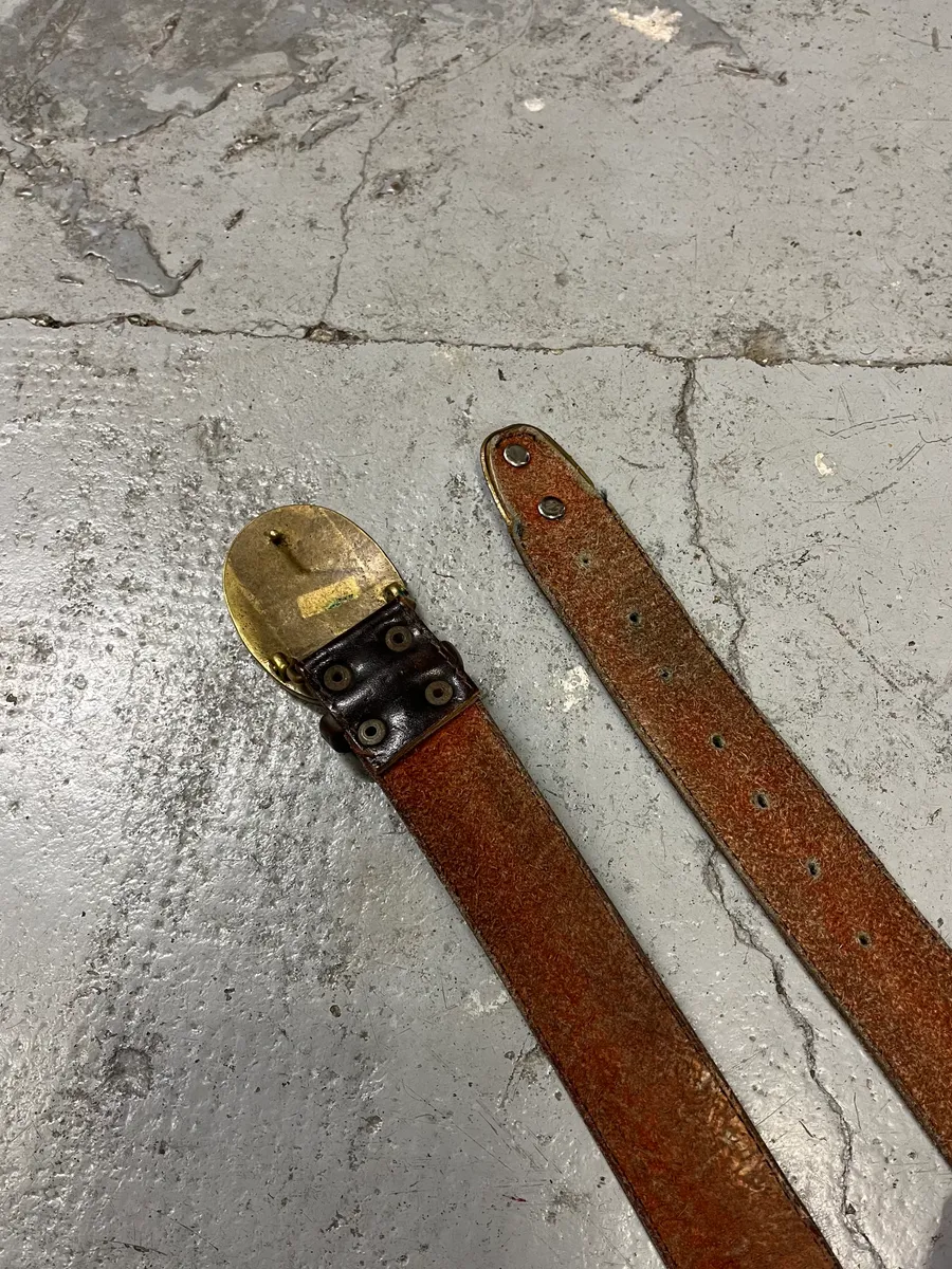 Archive Brown Eroded Faith Cross Leather Belt - Image 5