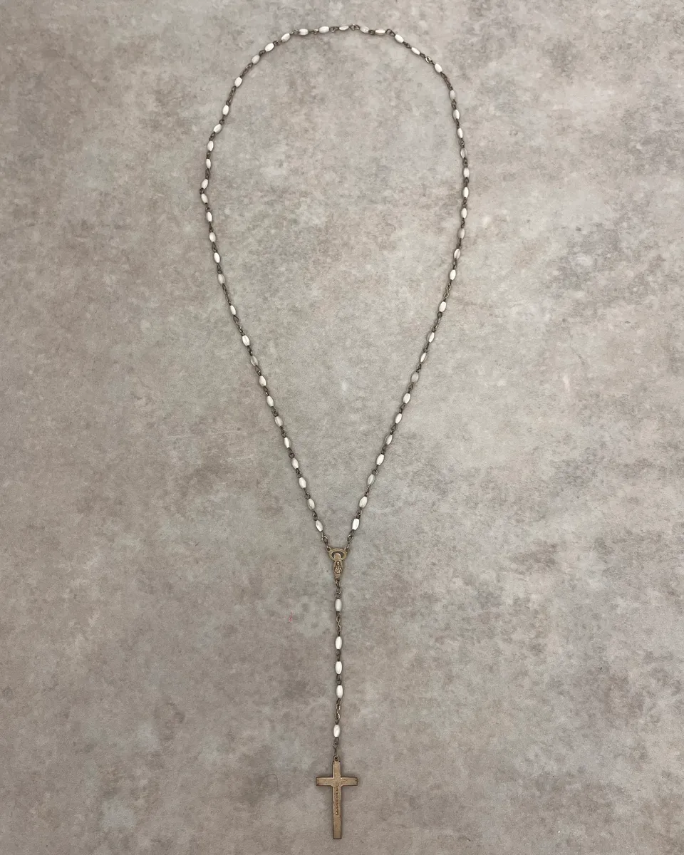 Archive Rosary White Pearl Cross Necklace - Image 5
