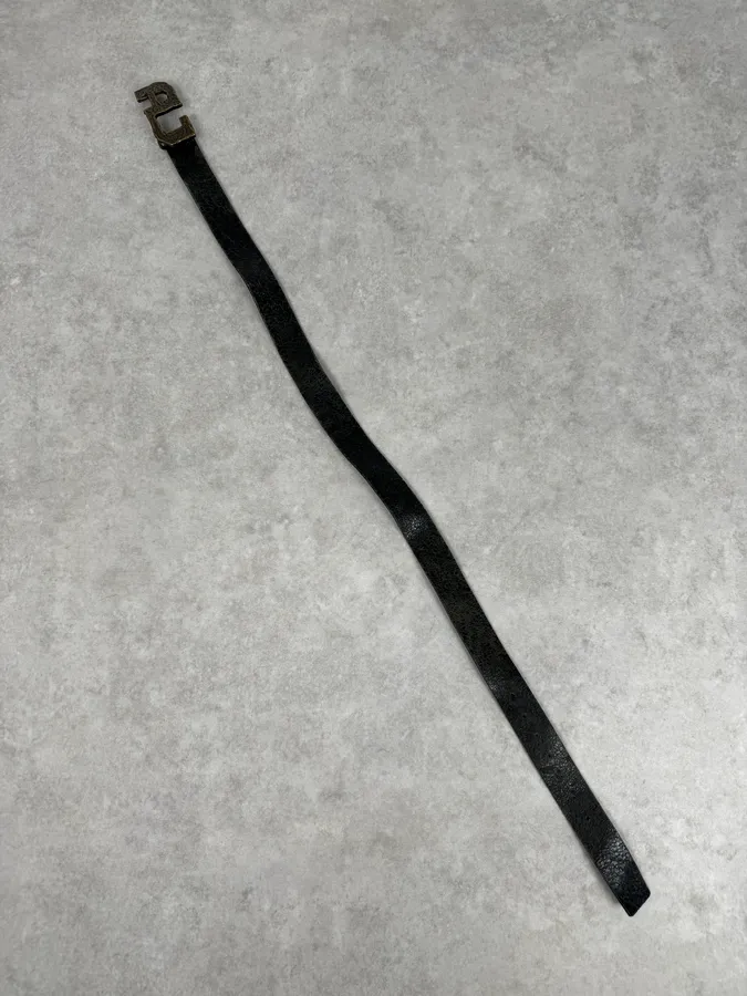 Armani AJ Black Leather Hammered Belt - Image 3
