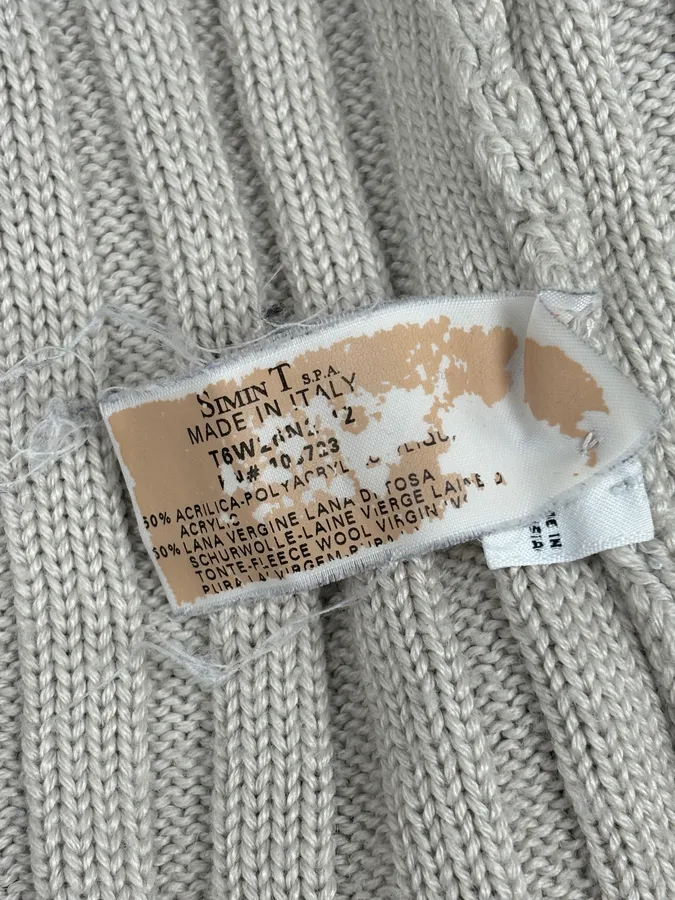 Armani Beige Knit Ribbed Zip-up Sweater - Image 12