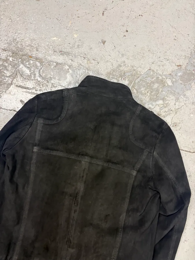 Armani Black Suede Avant-Garde Bomber Jacket - Image 6