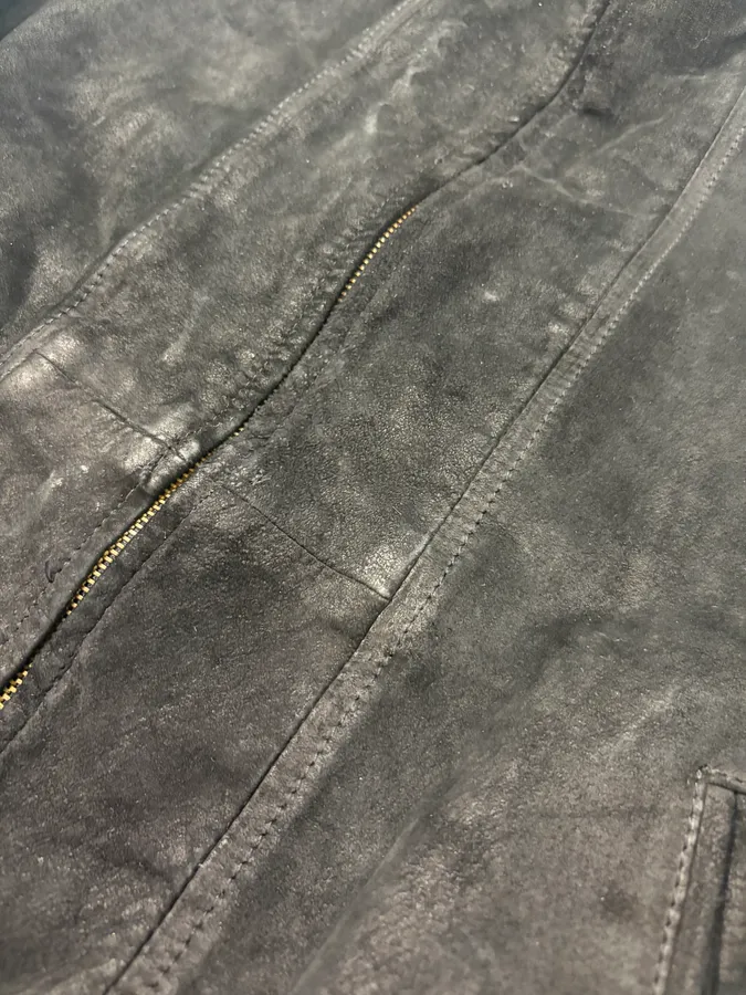 Armani Black Suede Avant-Garde Bomber Jacket - Image 8