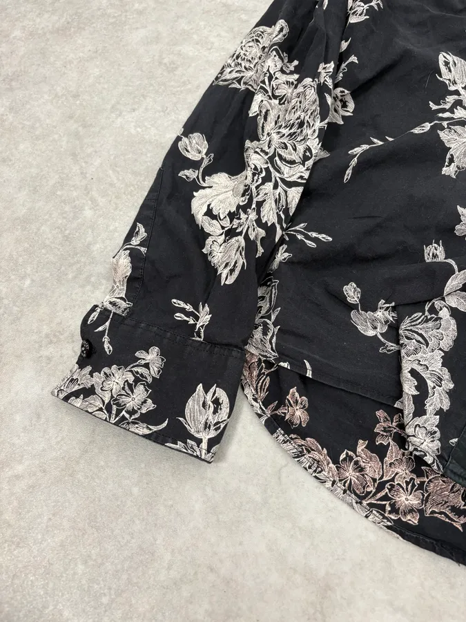 Armani Black & White Floral Abstract Shirt - Image 9